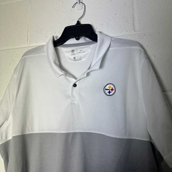 Nike Other - Nike Dri-FIT NFL Pittsburgh Steelers Polo Shirt Men's‎ XXL White Gray